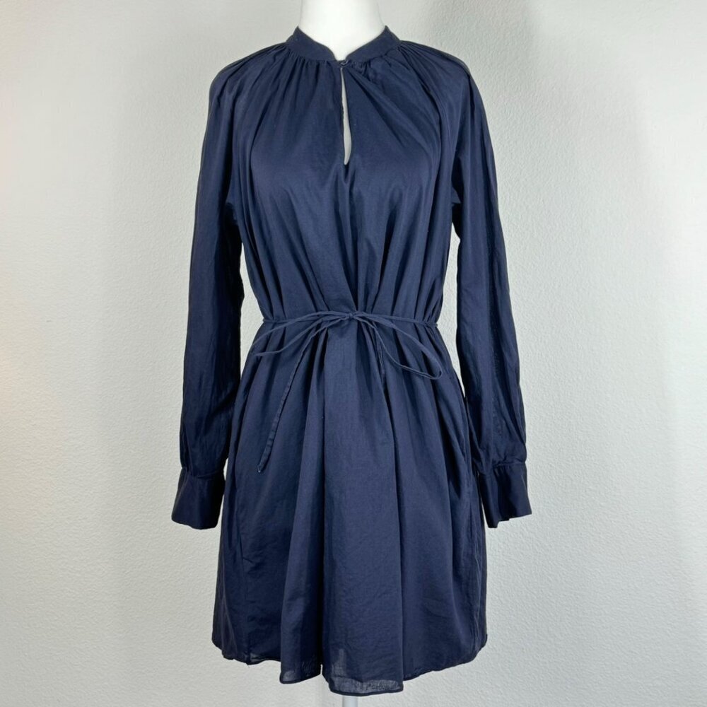Rebecca Taylor Shirt Dress Navy Belted Size Small Long Sleeve